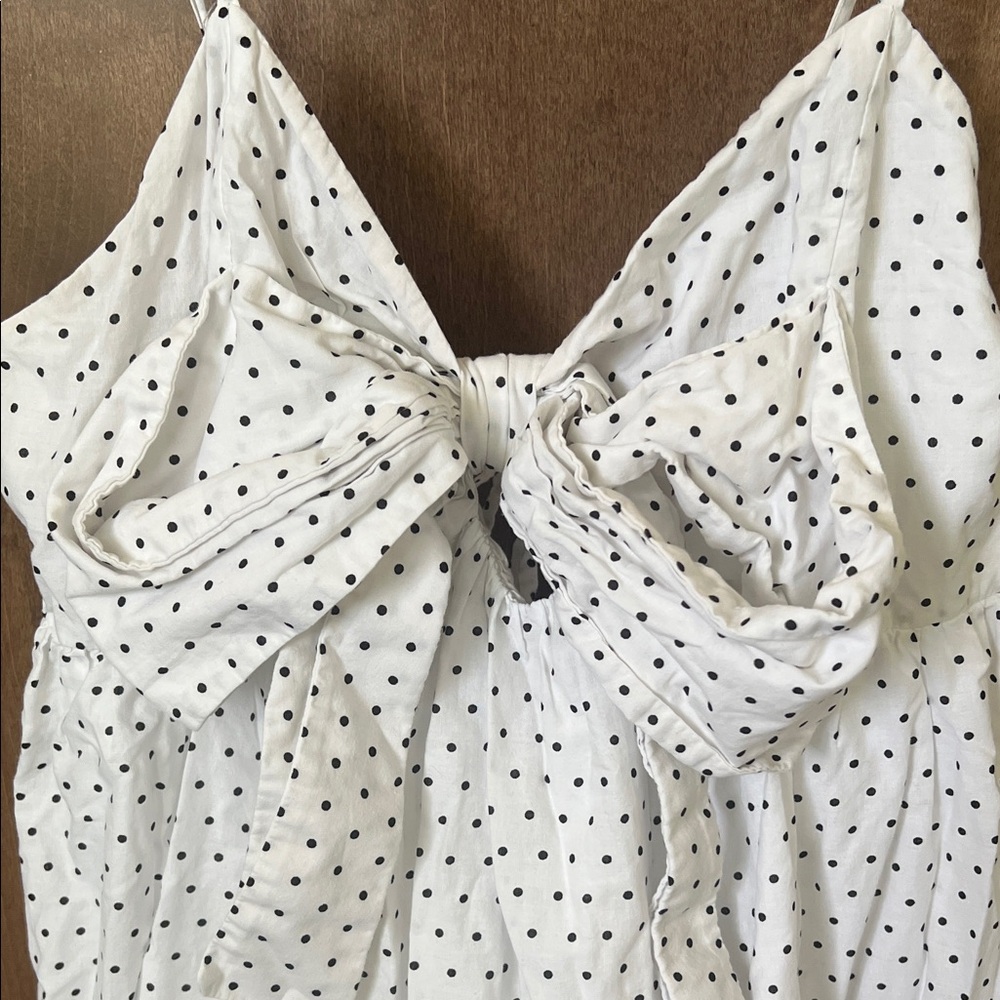 ⚪⚫ Black Halo “Lakia” White & Black Polka Dot Bow Dress – Size Medium ⚫⚪ ✨ - Picture 6 of 9